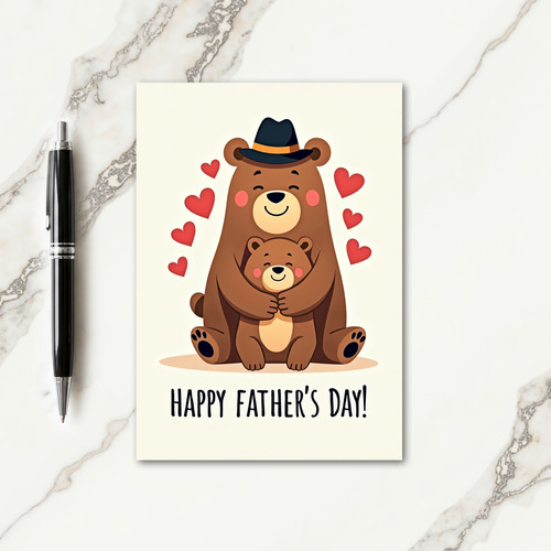 Warm Bear Fathers Day Scene Card