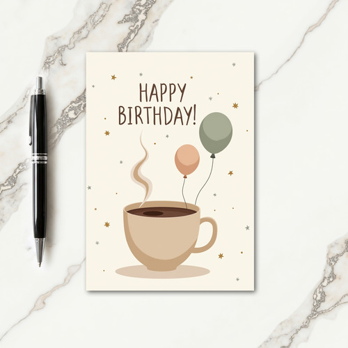 Warm Birthday Beverage Balloon Card