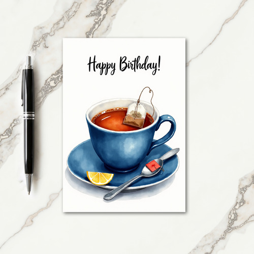 Warm Birthday Blue Cup Card