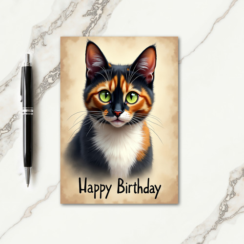 Warm Birthday Feline Portrait Card