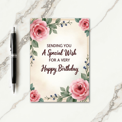 Warm Birthday Floral Watercolor Card