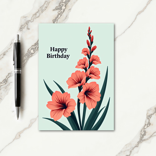 Warm Birthday Illustrative Flora Card