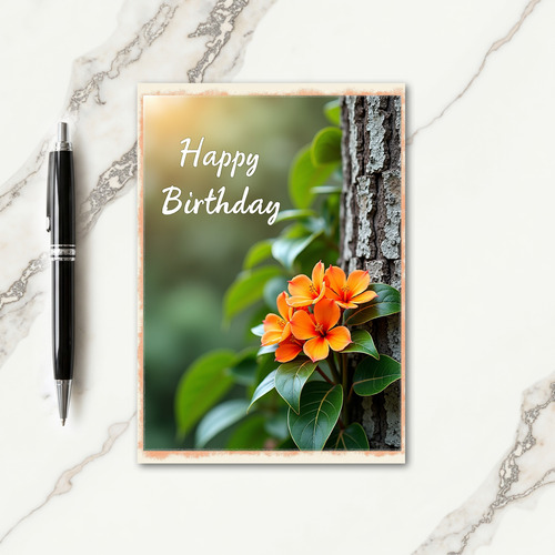 Warm Birthday Orange Blossom Card