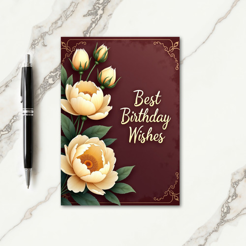 Warm Birthday Peony Bloom Card