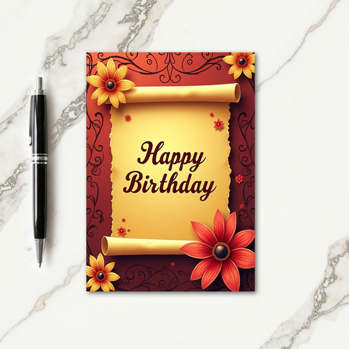 Warm Birthday Scroll Card