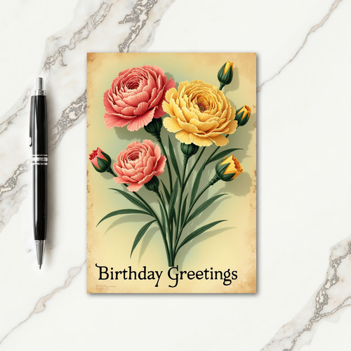 Warm Birthday Vintage Flower Card