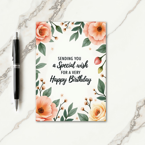 Warm Birthday Watercolor Floral Card