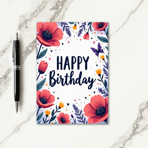 Warm Blossom Birthday Card