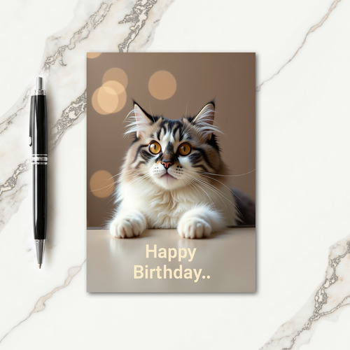 Warm Cat Portrait Birthday Card