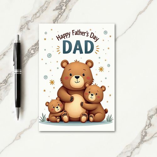 Warm Fathers Day Bear Trio Card
