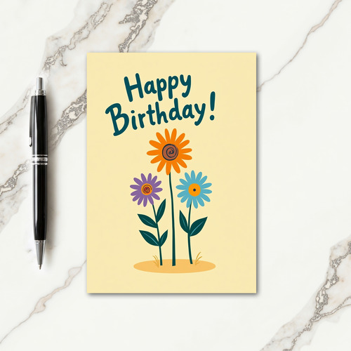 Warm Floral Birthday Card