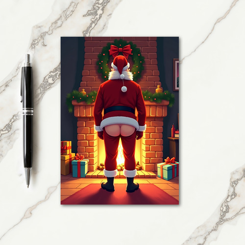 Mooning Santa Christmas Card