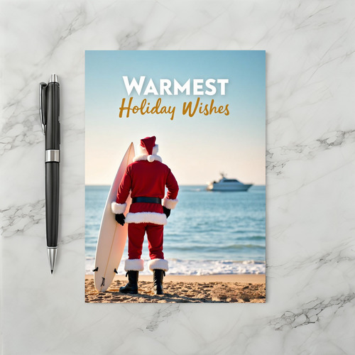 Warm Holiday Santa Surfer Card