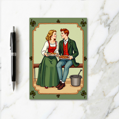 Warm Irish Feast Folk Art Card