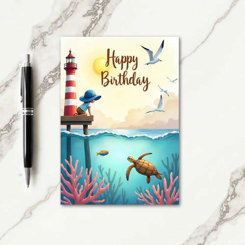 Warm Lighthouse Birthday Card