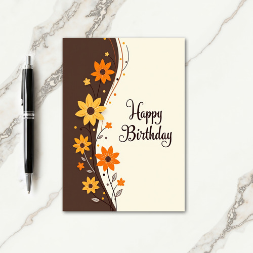 Warm Ochre Birthday Card