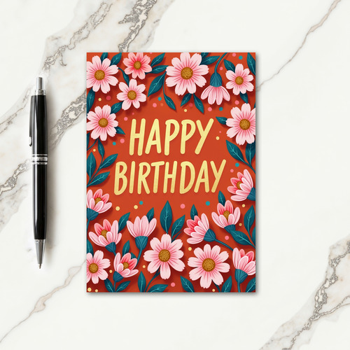 Warm Pink Bloom Birthday Card