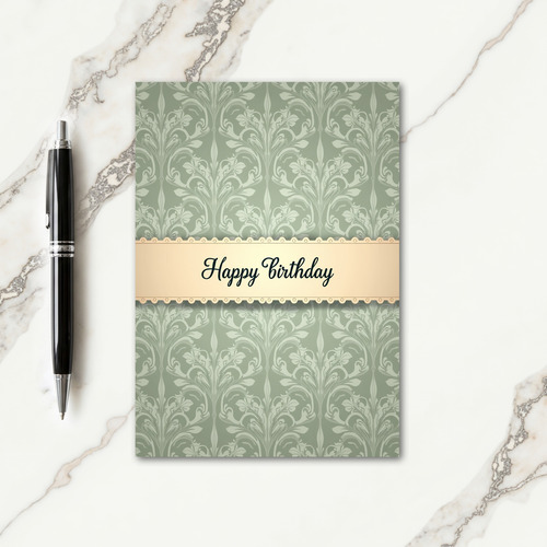 Warm Sage Swirl Birthday Card