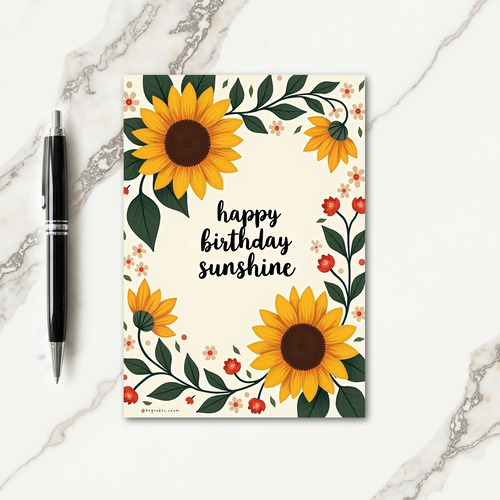Warm Yellow Flowers Birthday Card