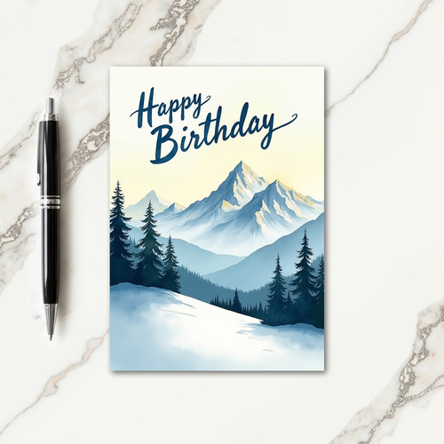 Watercolor Alpine Birthday Card