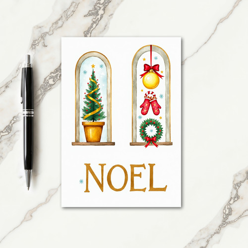 Watercolor Arches Christmas Card