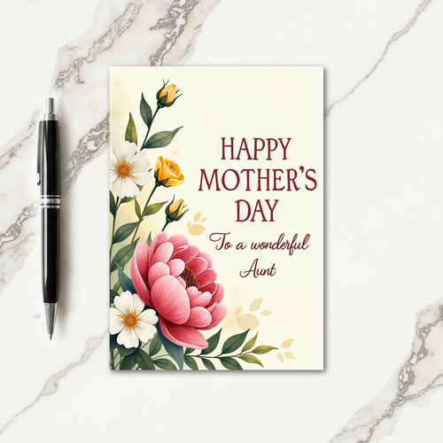Watercolor Aunt Mothers Day Card