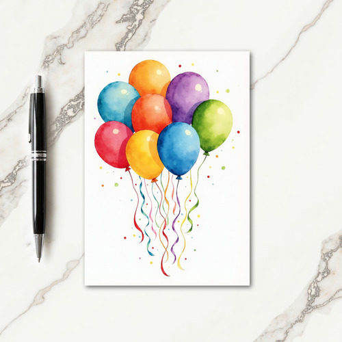 Watercolor Balloon Birthday Card