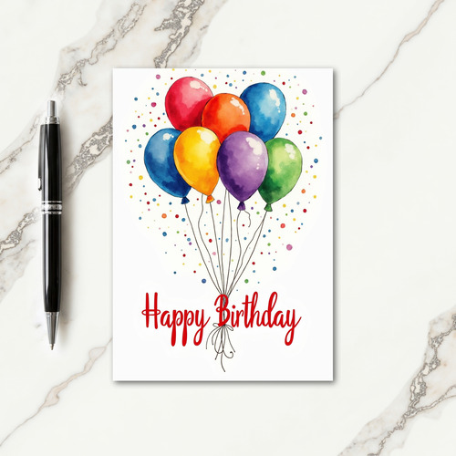 Watercolor Balloons Birthday Card