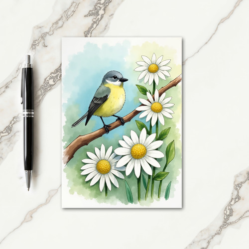 Watercolor Bird Branch Card