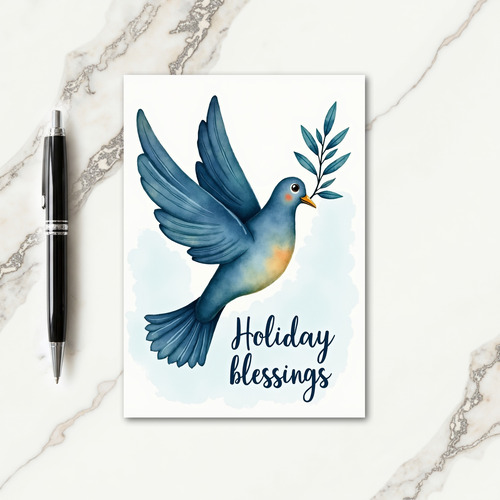 Watercolor Bird Christmas Card