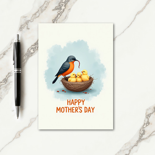 Watercolor Bird Family Card