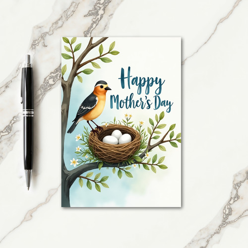 Watercolor Bird Nest Card