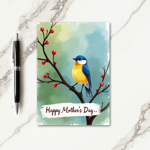 Watercolor Bird Scene Card