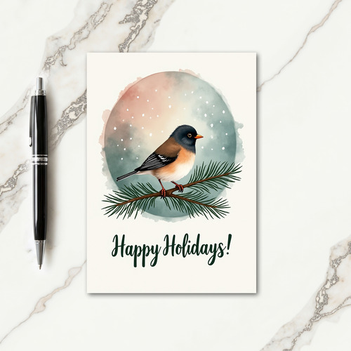 Watercolor Bird Winter Card