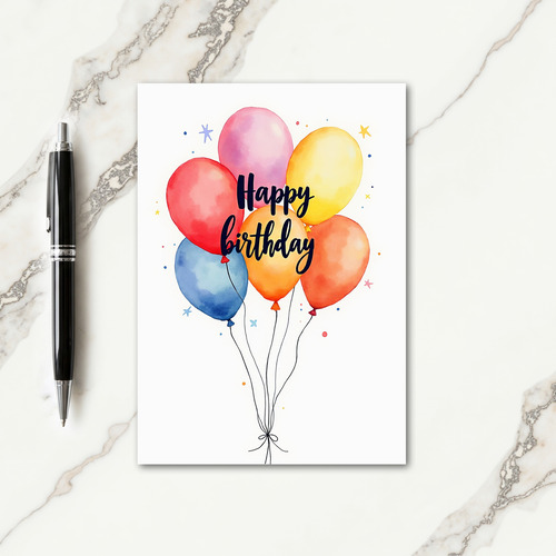 Watercolor Birthday Balloons Card