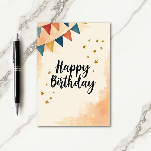 Watercolor Birthday Banner Card