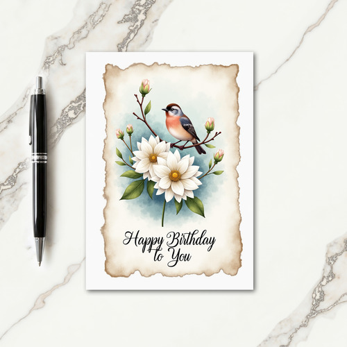Watercolor Birthday Bird Card