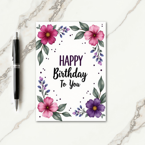 Watercolor Birthday Bouquet Card