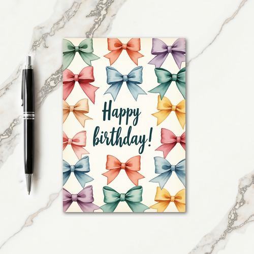 Watercolor Birthday Bows Card