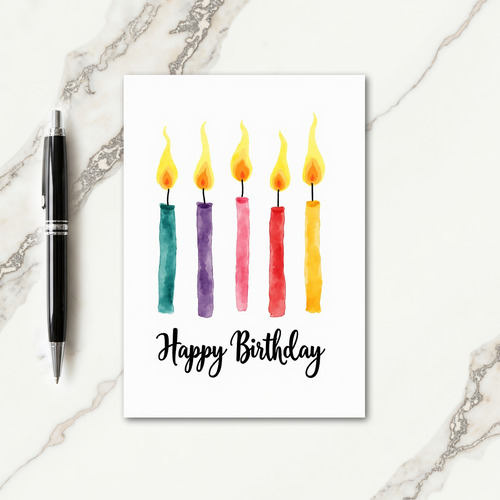 Watercolor Birthday Candle Card