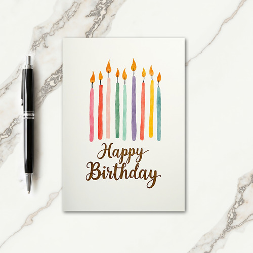 Watercolor Birthday Candles Card