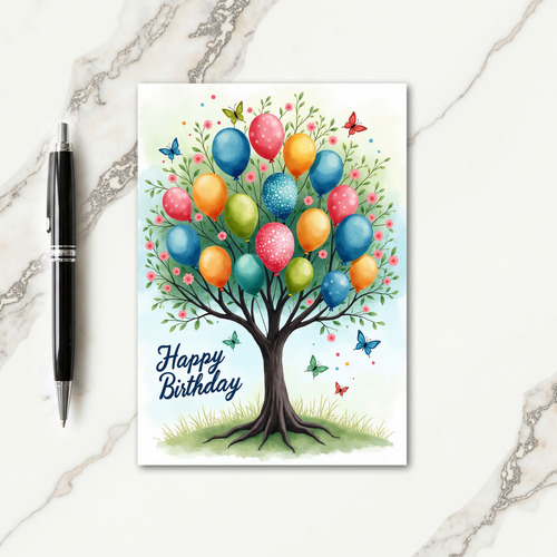 Watercolor Birthday Tree Card