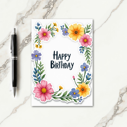 Watercolor Birthday Wreath Card