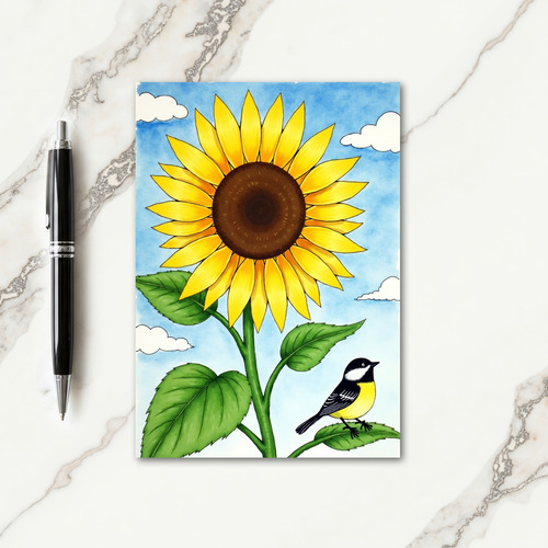 Watercolor Bloom Bird Card