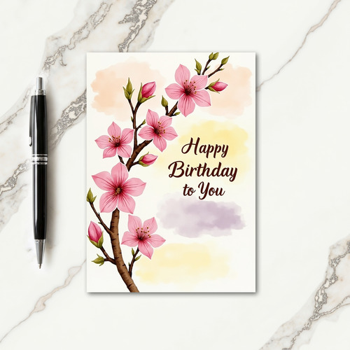 Watercolor Bloom Birthday Card