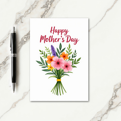 Watercolor Blooms Mothers Day Card