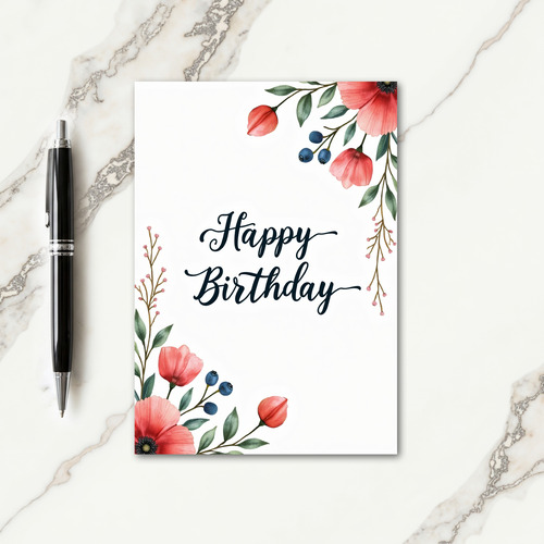 Watercolor Blossom Birthday Card