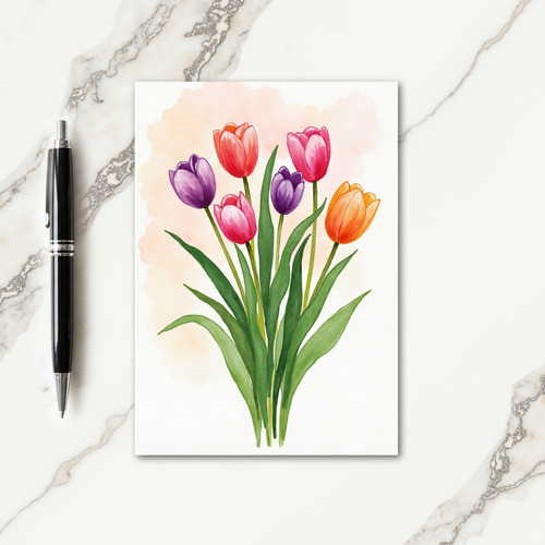 Watercolor Blossom Bouquet Card
