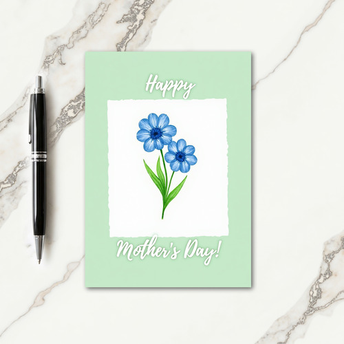 Watercolor Blue Bloom Art Card