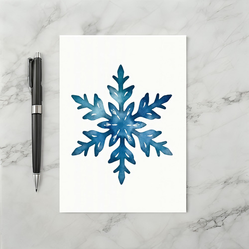 Watercolor Blue Snowflake Card